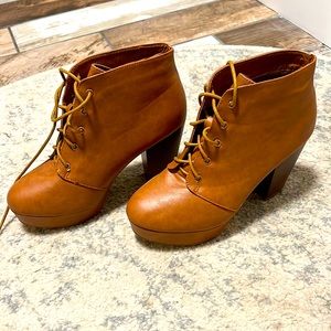 Beige platform booties